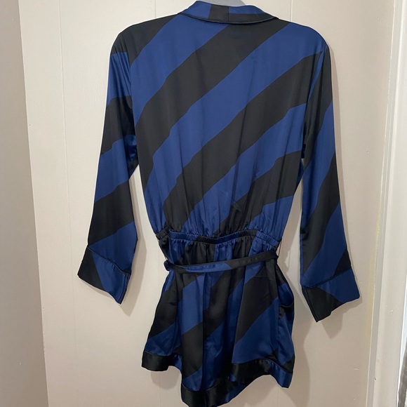 Victoria's Secret Black and Blue Stripe Satin
Romper Size Small - Picture 4 of 9